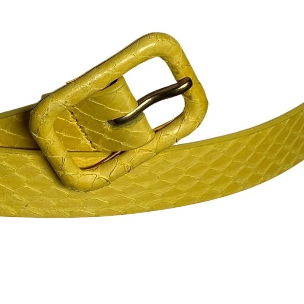 Snake Embossed Skinny Belt J.Crew Leather Wrapped Buckle Yellow Size M